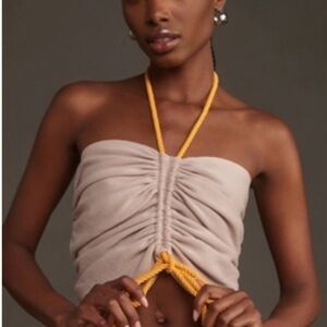 By Anthropologie Drawcord Halter Sweater Tank - EUC Sz L